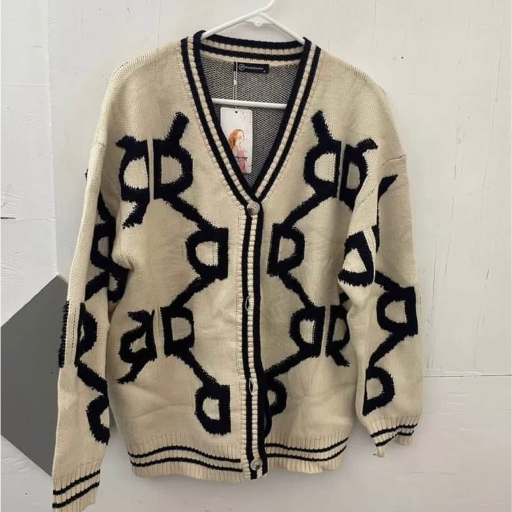 White Sweater with Black deatils